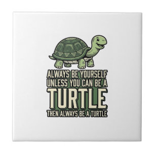 Funny Turtle Be Yourself Vintage Shirt Design_1 Ceramic Tile