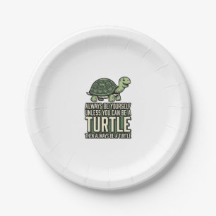 Funny Turtle Be Yourself Vintage Shirt Design_1 Paper Plate