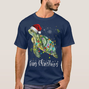 Funny Turtle Christmas Lights Christmas Turtle San T-Shirt