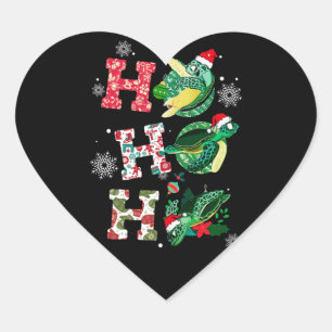 Funny Turtle Christmas Lovers Heart Sticker