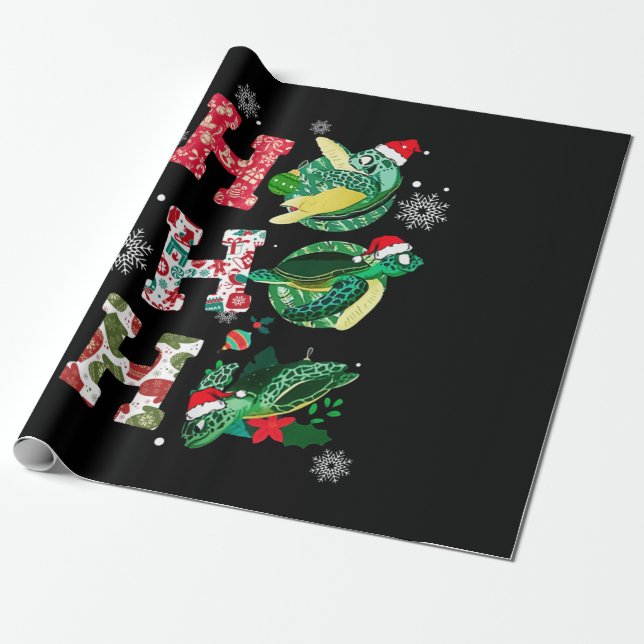 Funny Turtle Christmas Lovers Wrapping Paper (Unrolled)