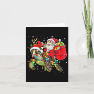 Funny Turtle Christmas Santa Riding Sea Turtle Xma Card