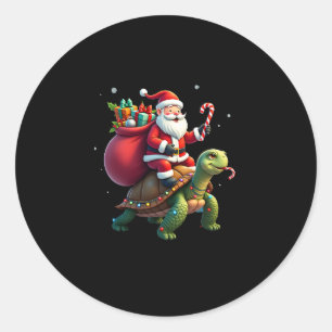 Funny Turtle Christmas Santa Riding Sea Turtle Xma Classic Round Sticker