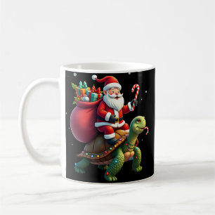 Funny Turtle Christmas Santa Riding Sea Turtle Xma Coffee Mug