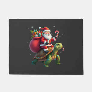 Funny Turtle Christmas Santa Riding Sea Turtle Xma Doormat