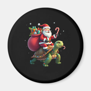 Funny Turtle Christmas Santa Riding Sea Turtle Xma Magnet