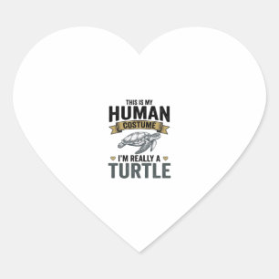 Funny Turtle Costume Vintage Engraving Design_1 Heart Sticker