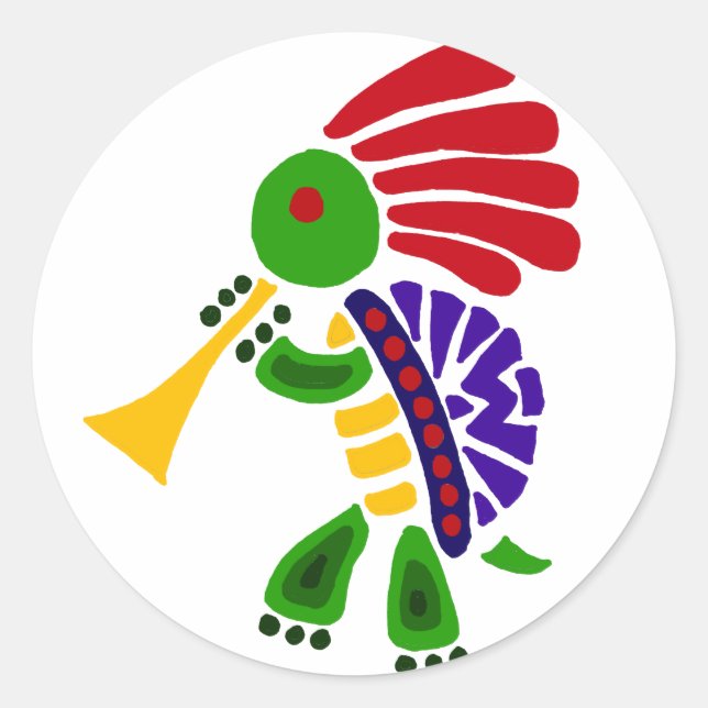 Funny Turtle Dancing Kokopelli Style Classic Round Sticker (Front)