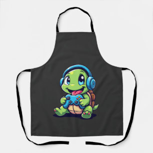 Funny Turtle Gamer Gaming Turtles Video Game (1) Apron