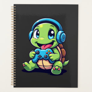 Funny Turtle Gamer Gaming Turtles Video Game (1) Planner