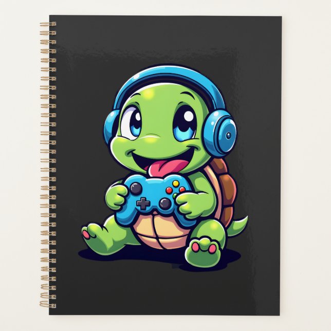 Funny Turtle Gamer Gaming Turtles Video Game (1) Planner (Front)
