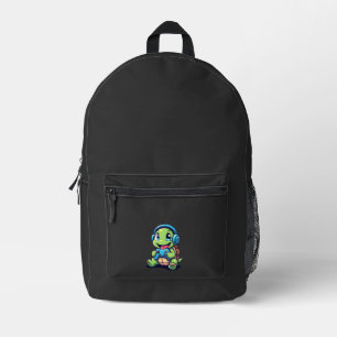 Funny Turtle Gamer Gaming Turtles Video Game (1) Printed Backpack