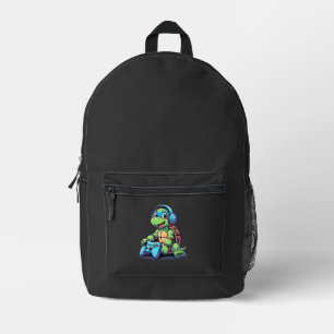 Funny Turtle Gamer Gaming Turtles Video Game (2) Printed Backpack
