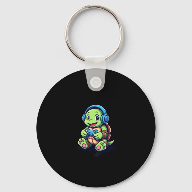 Funny Turtle Gamer Gaming Turtles Video Game (3) Key Ring (Front)