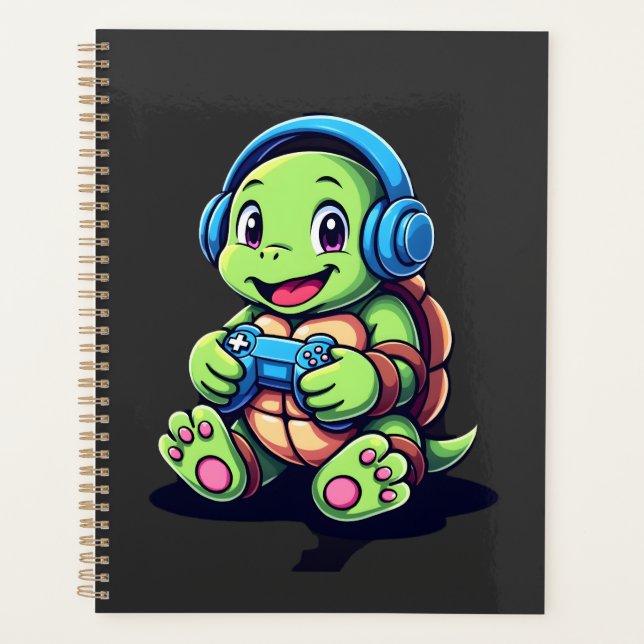 Funny Turtle Gamer Gaming Turtles Video Game (3) Planner (Front)