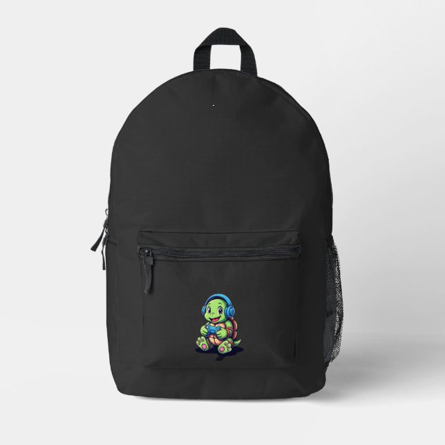 Funny Turtle Gamer Gaming Turtles Video Game (3) Printed Backpack (Front)