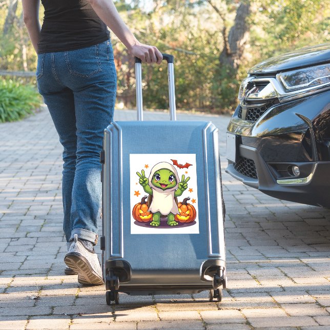 Funny Turtle Ghost Pumpkin Boo Halloween Kids Mens (Suitcase Insitu)