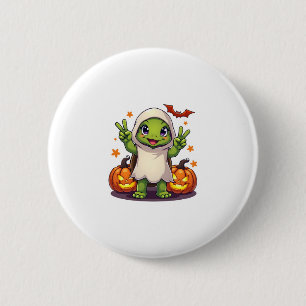 Funny Turtle Ghost Pumpkin Boo Halloween Kids Mens 6 Cm Round Badge