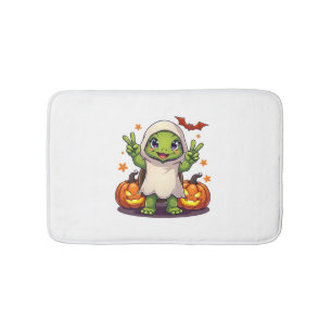 Funny Turtle Ghost Pumpkin Boo Halloween Kids Mens Bath Mat