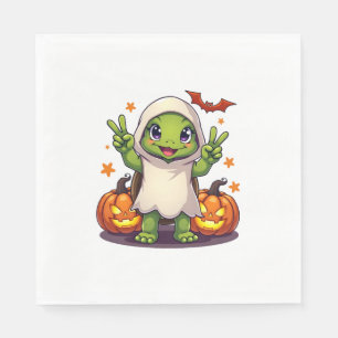 Funny Turtle Ghost Pumpkin Boo Halloween Kids Mens Napkin