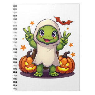 Funny Turtle Ghost Pumpkin Boo Halloween Kids Mens Notebook