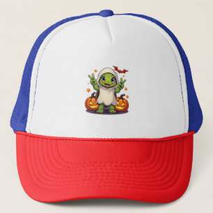 Funny Turtle Ghost Pumpkin Boo Halloween Kids Mens Trucker Hat