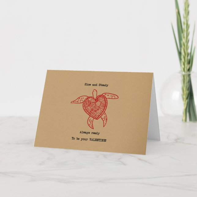 Funny Turtle Heart Valentine's Holiday Card (Front)