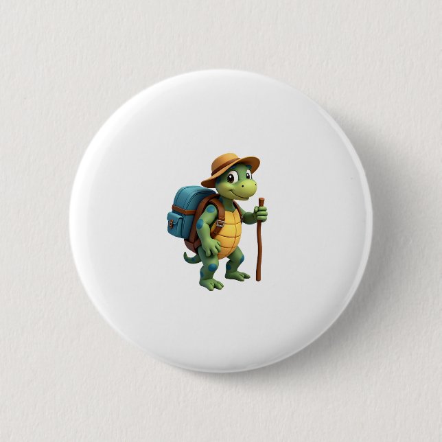 Funny Turtle Hiking Graphic Camping Lover Adventur 6 Cm Round Badge (Front)