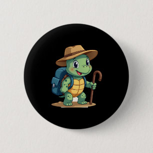 Funny Turtle Hiking Graphic Camping Lover Adventur 6 Cm Round Badge