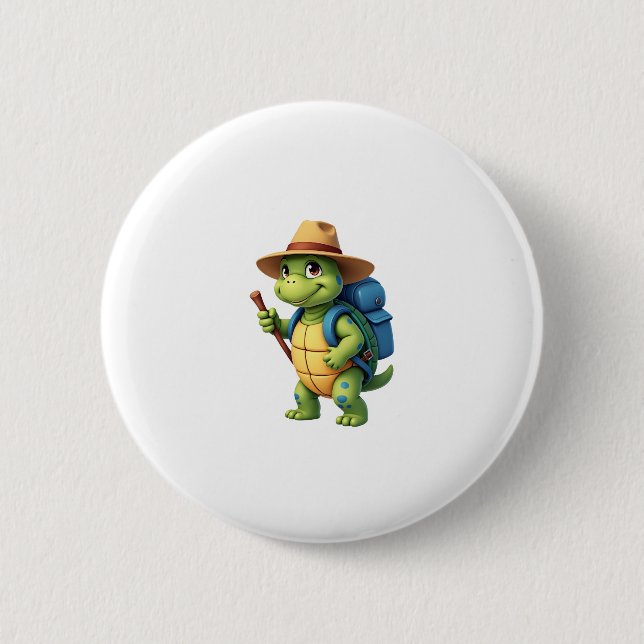 Funny Turtle Hiking Graphic Camping Lover Adventur 6 Cm Round Badge (Front)