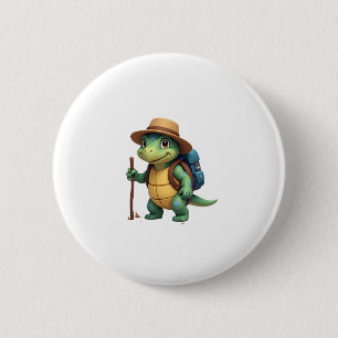 Funny Turtle Hiking Graphic Camping Lover Adventur 6 Cm Round Badge