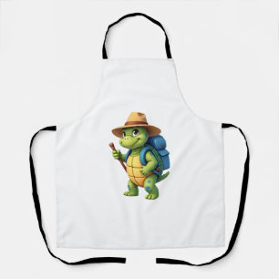 Funny Turtle Hiking Graphic Camping Lover Adventur Apron