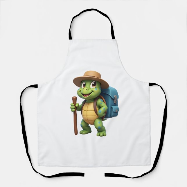 Funny Turtle Hiking Graphic Camping Lover Adventur Apron (Front)