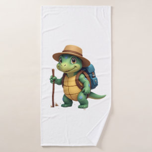 Funny Turtle Hiking Graphic Camping Lover Adventur Bath Towel