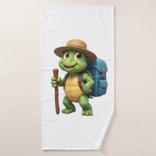 Funny Turtle Hiking Graphic Camping Lover Adventur Bath Towel