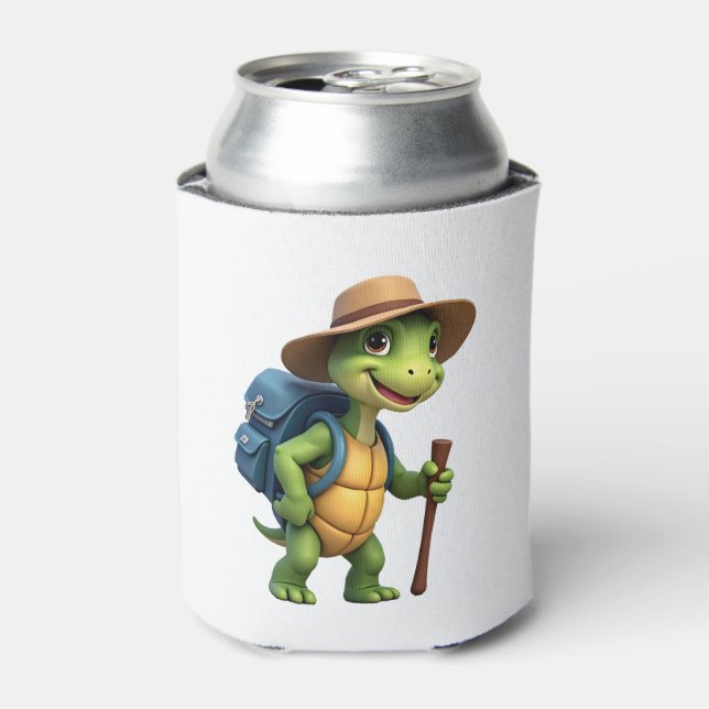 Funny Turtle Hiking Graphic Camping Lover Adventur Can Cooler (Can Front)