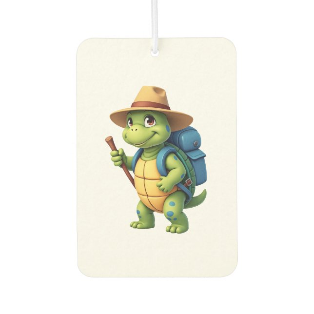 Funny Turtle Hiking Graphic Camping Lover Adventur Car Air Freshener (Front)