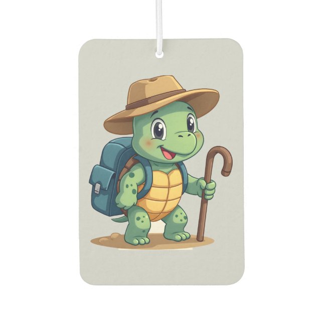 Funny Turtle Hiking Graphic Camping Lover Adventur Car Air Freshener (Front)