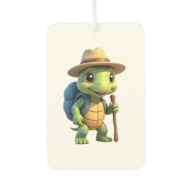 Funny Turtle Hiking Graphic Camping Lover Adventur Car Air Freshener (Front)