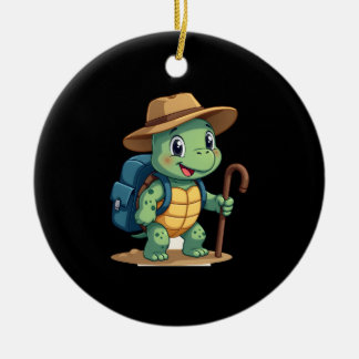 Funny Turtle Hiking Graphic Camping Lover Adventur Ceramic Ornament