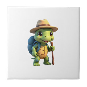 Funny Turtle Hiking Graphic Camping Lover Adventur Ceramic Tile