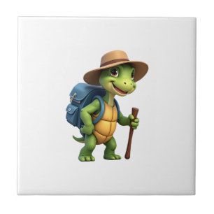 Funny Turtle Hiking Graphic Camping Lover Adventur Ceramic Tile