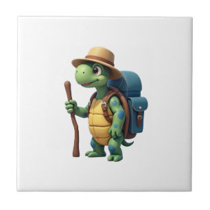 Funny Turtle Hiking Graphic Camping Lover Adventur Ceramic Tile