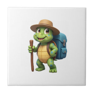 Funny Turtle Hiking Graphic Camping Lover Adventur Ceramic Tile
