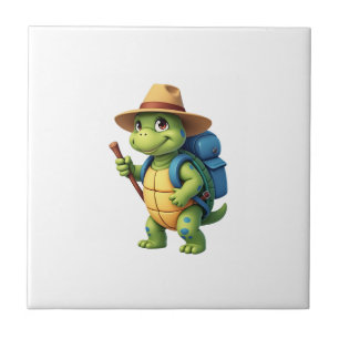 Funny Turtle Hiking Graphic Camping Lover Adventur Ceramic Tile