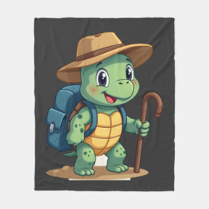 Funny Turtle Hiking Graphic Camping Lover Adventur Fleece Blanket