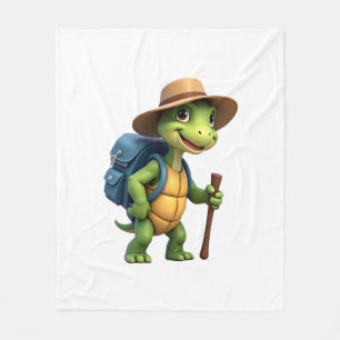 Funny Turtle Hiking Graphic Camping Lover Adventur Fleece Blanket