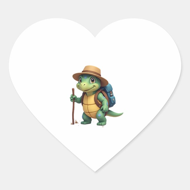 Funny Turtle Hiking Graphic Camping Lover Adventur Heart Sticker (Front)