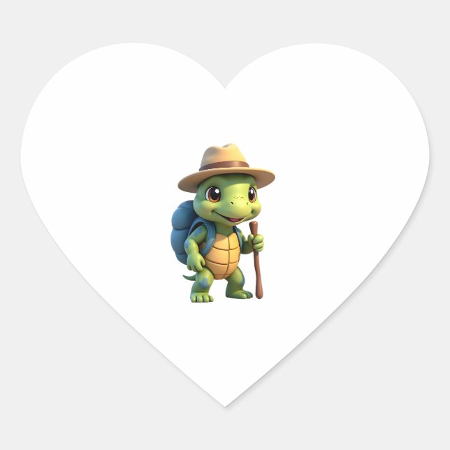 Funny Turtle Hiking Graphic Camping Lover Adventur Heart Sticker (Front)