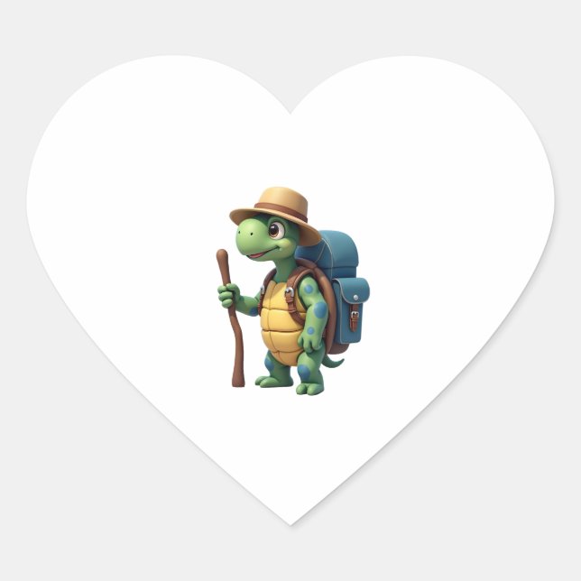 Funny Turtle Hiking Graphic Camping Lover Adventur Heart Sticker (Front)